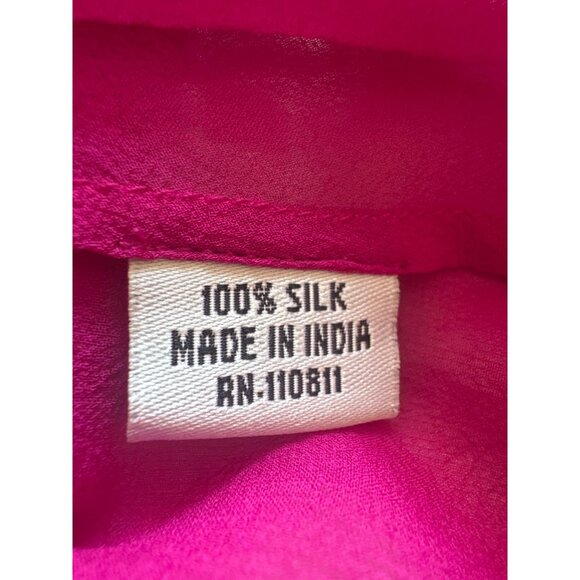 Yoana Baraschi Women's S Sleeveless Ruffled Silk Blouse Fuchsia Posh Luxe Chic - Picture 5 of 8